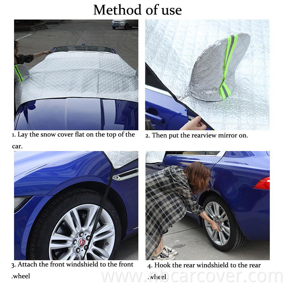 Popular model PE cotton inner anti-scratch custom silver winter windshield snow cover for car front window